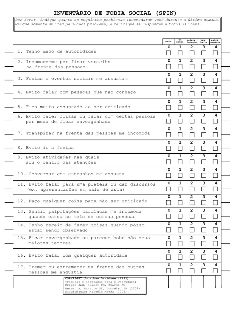 Inventário de Fobia Social | PDF