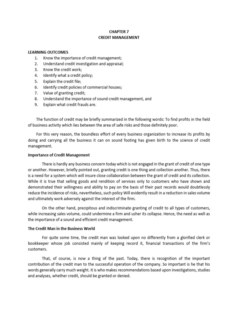 Banking Chapter 7 | PDF | Finance & Money Management | Credit