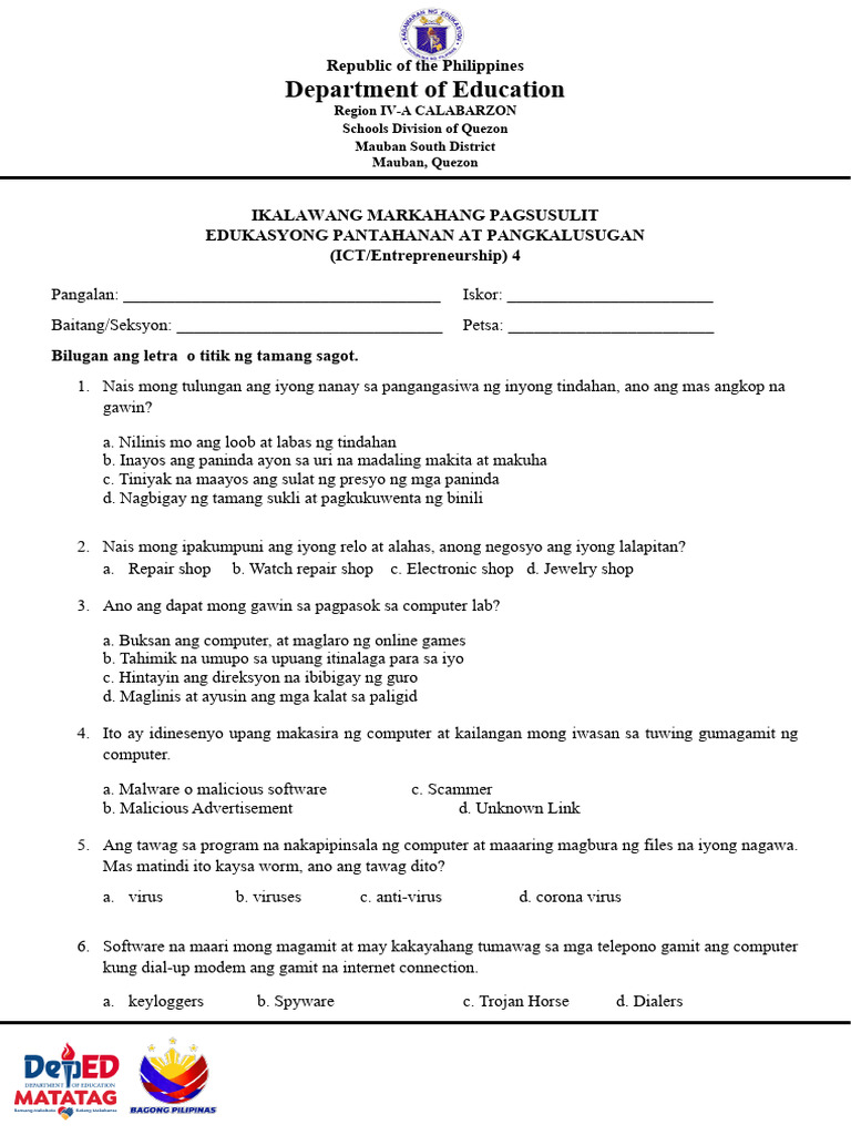 Q2 Grade 4 Epp Ict Entrepreneurship | PDF