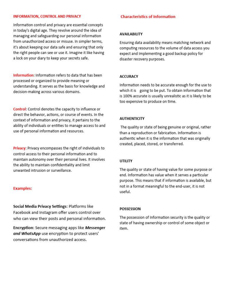 4.0 - Information, Control and Privacy | PDF | Security | Computer Security
