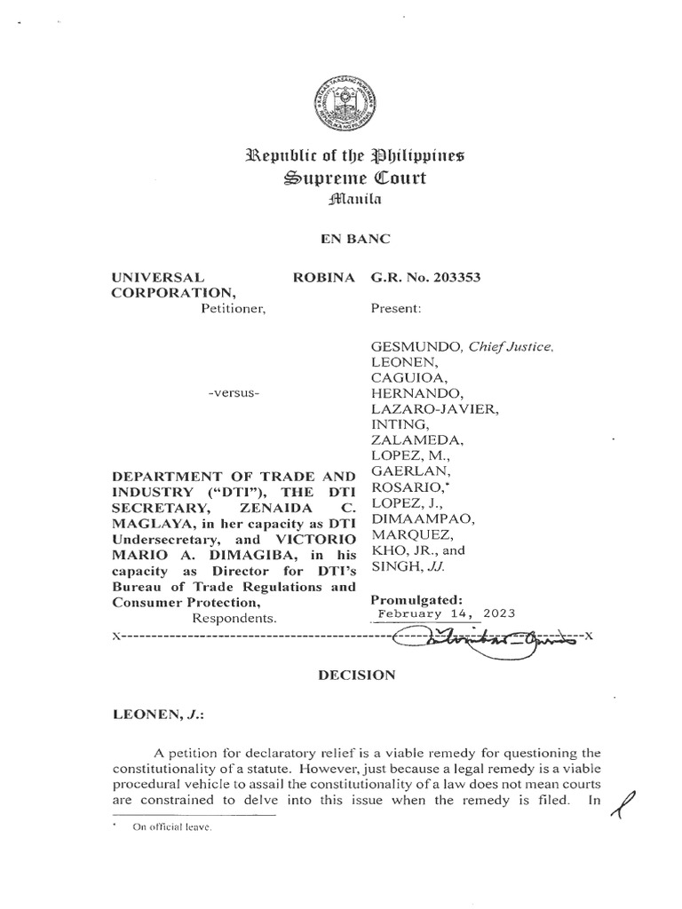 G.R.+No.+203353 Universal+Robina+Corp+vs.+DTI+ (February+14,+2023 ...