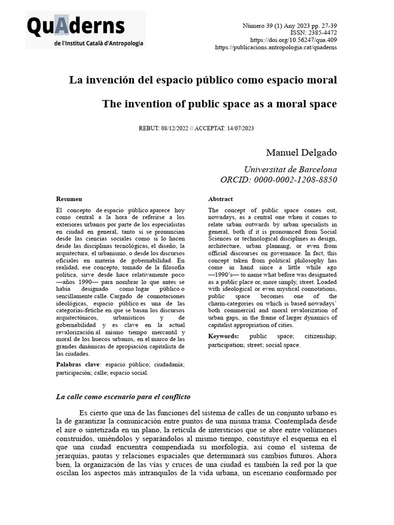 La invenci n del espacio p blico como espacio moral the invention of