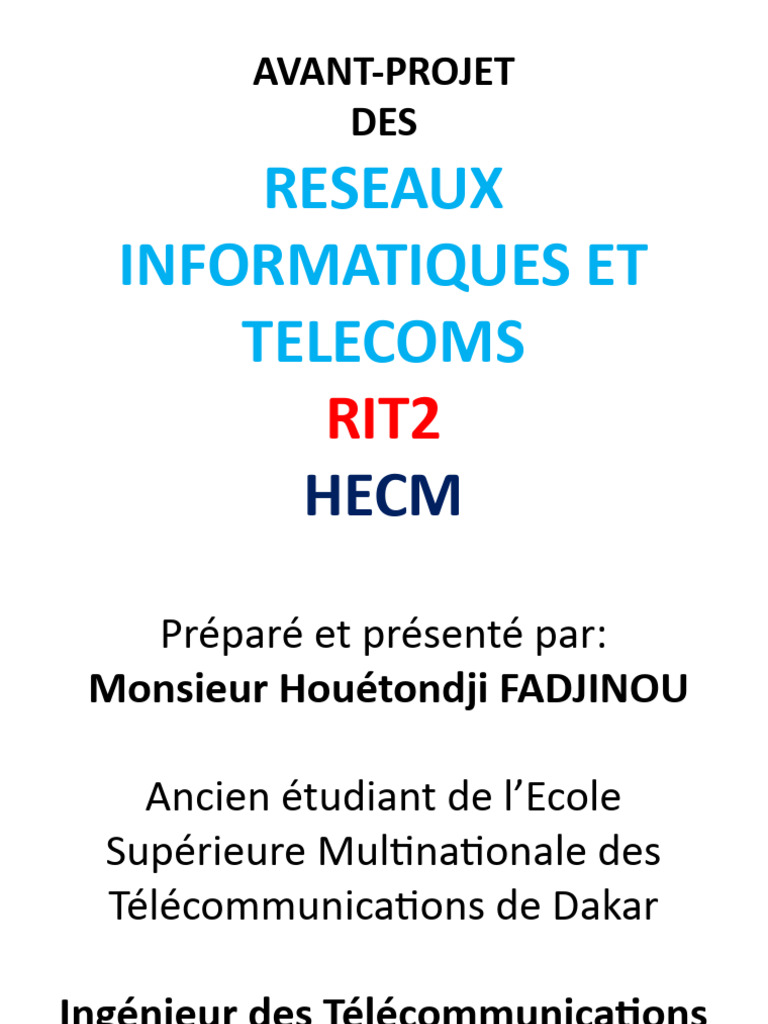 Avant-projet en Réseaux Télécoms à Dakar | PDF | Planification ...