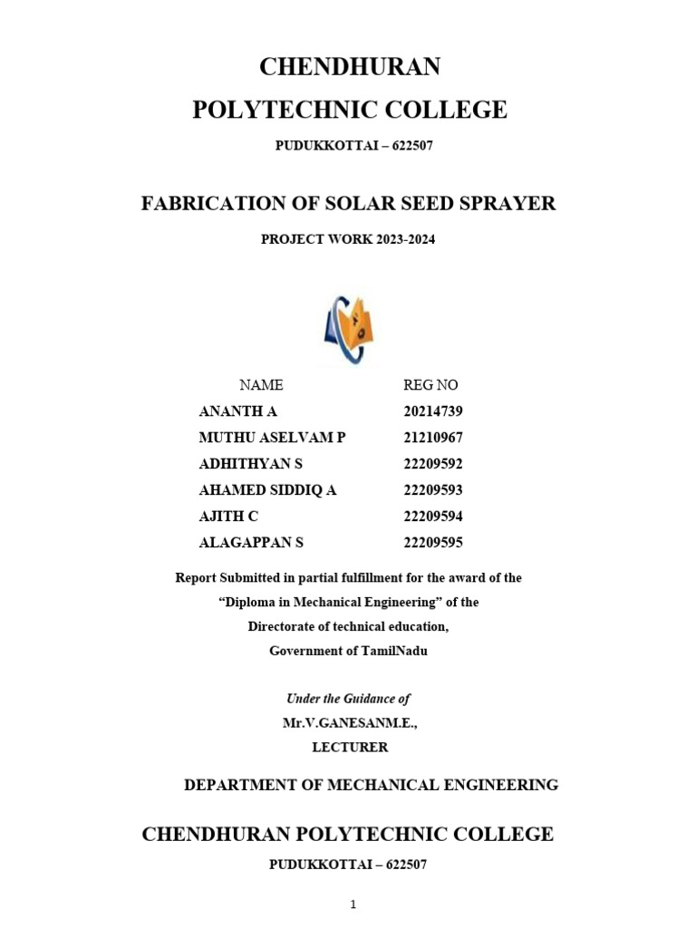 1 Fabrication Of Solar Seeds Sprayer Pdf Solar Power Photovoltaics