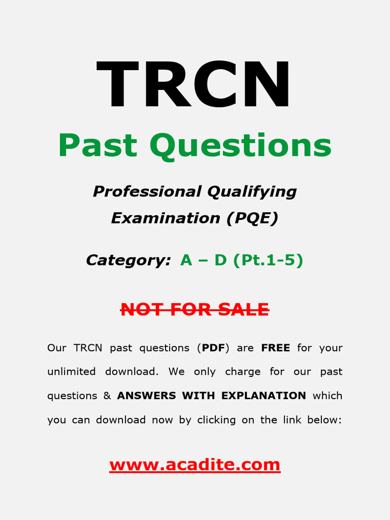 TRCN PQE Past Questions PDF Download | PDF | Teachers | Learning