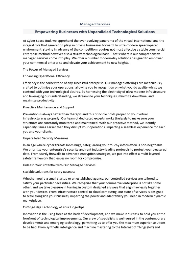 Managed Services | PDF | Computer Security | Security
