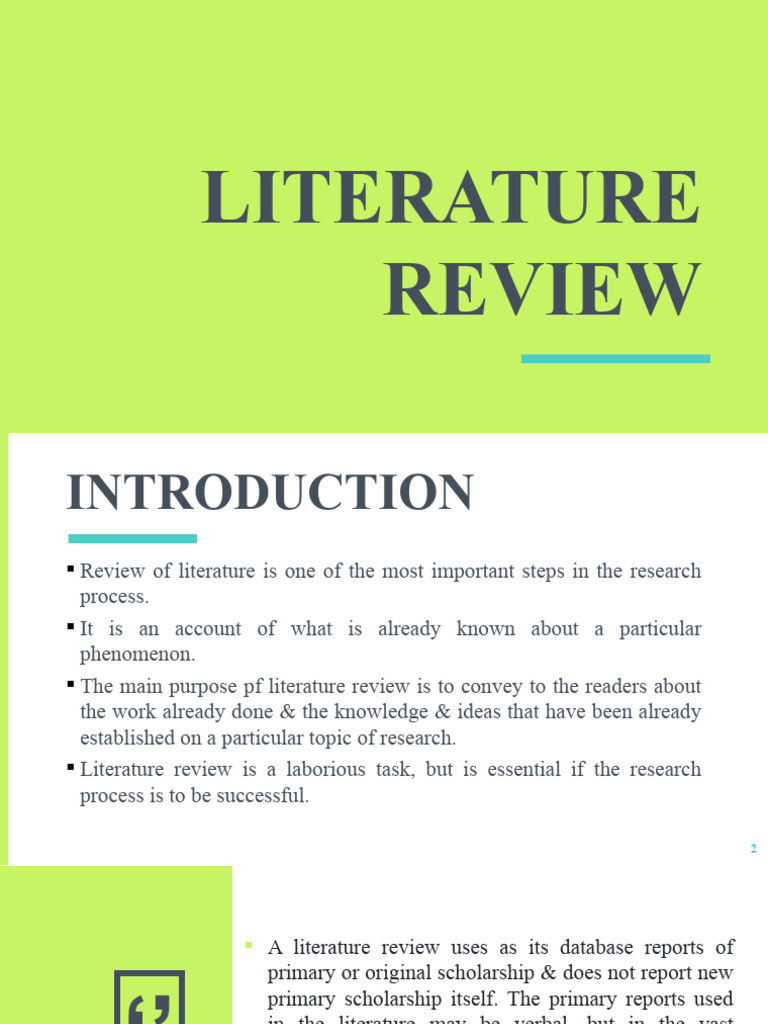 Importance and Steps of Literature Review | PDF | Methodology ...