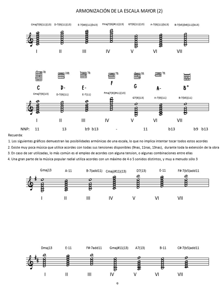 Armonización Escala Mayor Pdf Teoría Musical Elementos De La Música