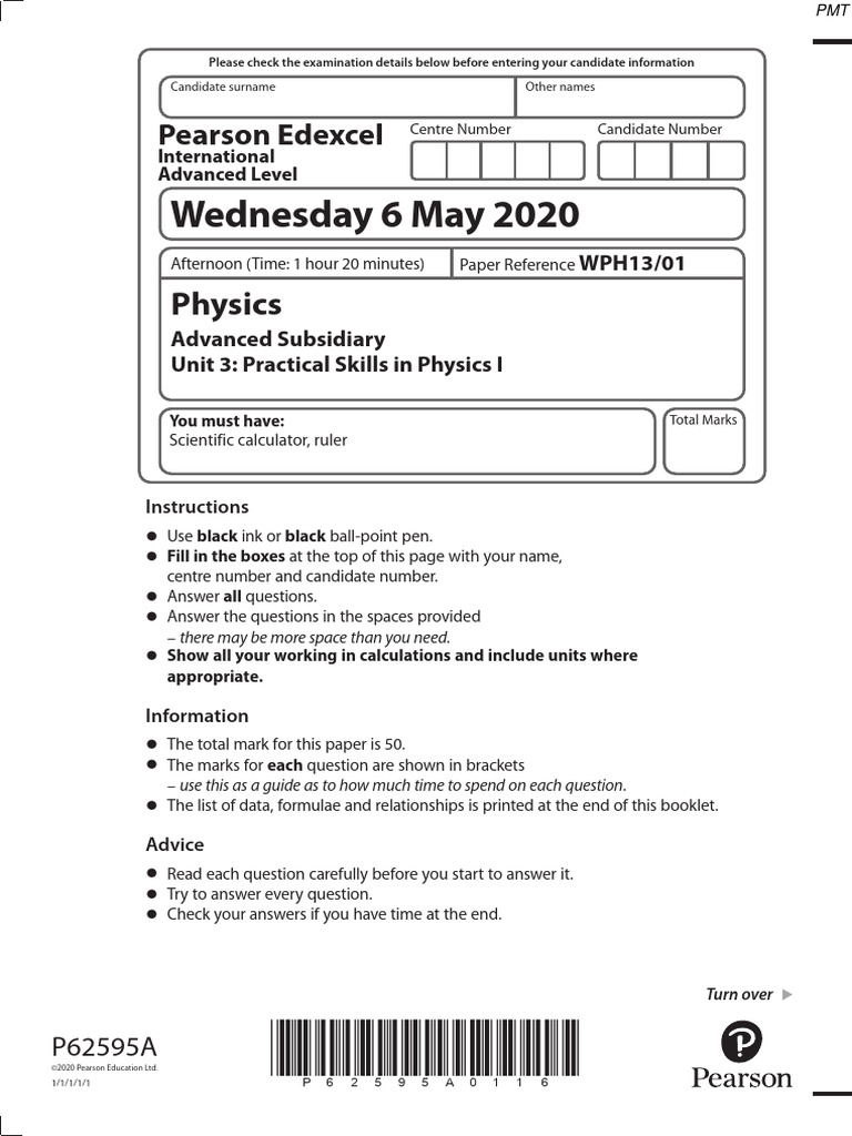 Practical Skills in Physics I Exam Guide | PDF | Electron | Physical ...