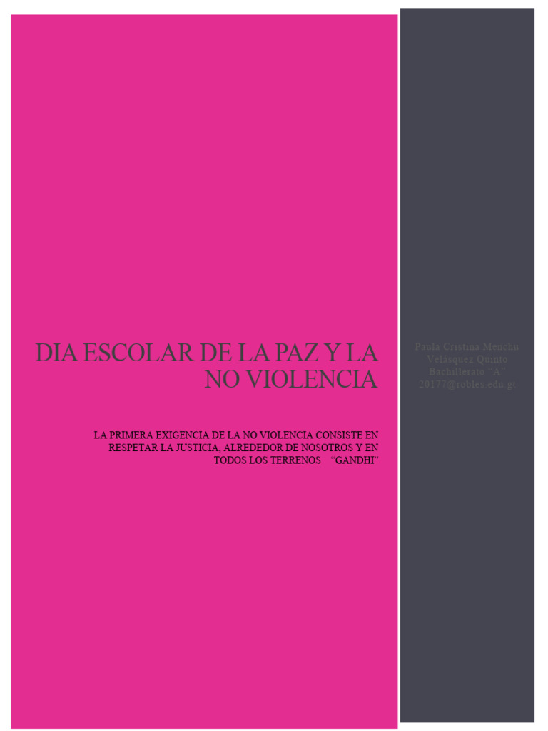 Día Escolar de la Paz y No Violencia | PDF | Libertad | Tolerancia