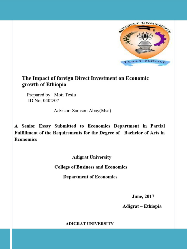 FDI's Impact on Ethiopia's Economic Growth | PDF | Foreign Direct ...
