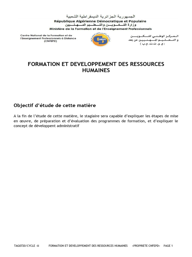Formation et Développement RH Essentiels | PDF | Gestion des ressources ...
