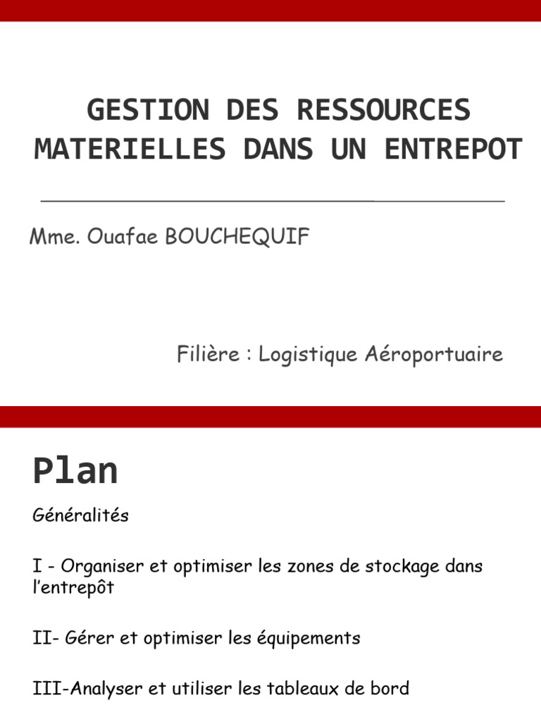 Gestion des Ressources Matérielles en Entrepôt | PDF | Entrepôt ...