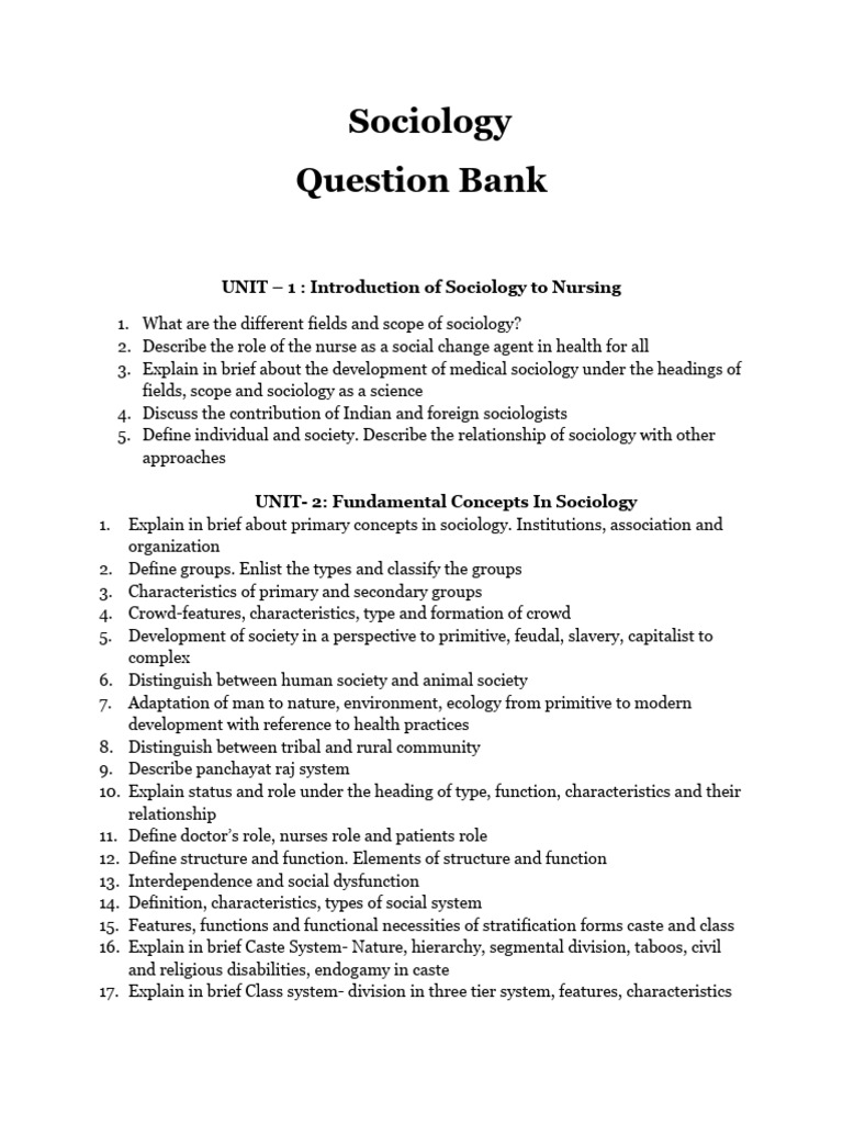 Sociology for Nursing Students | PDF | Sociology | Family
