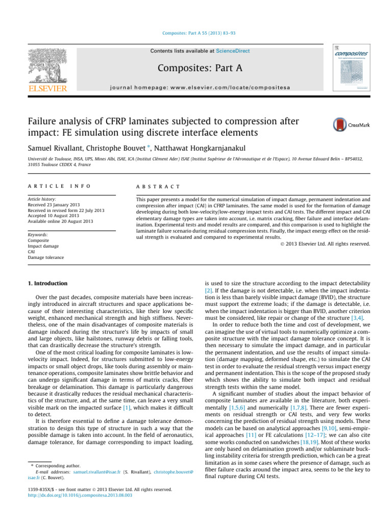 Failure analysis of CFRP laminates subjected to compression after ...