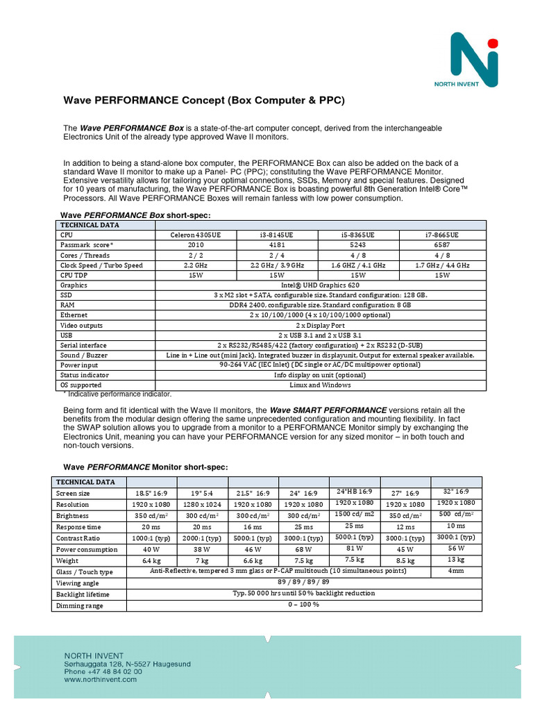 Wave PERFORMANCE Short Spec | PDF | Solid State Drive | Computer Monitor