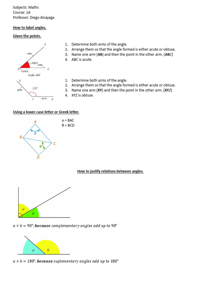 Labeling and Justifying Angles | PDF