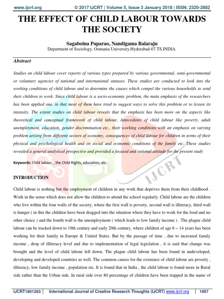 Effect of Child Labour On Society | PDF | Child Labour | Labour Economics