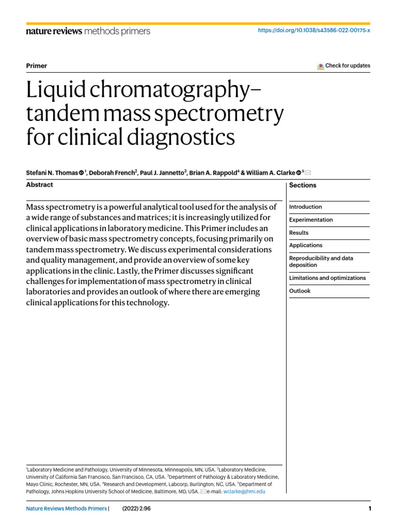 LC-MS/MS in Clinical Diagnostics | PDF | Mass Spectrometry | Chromatography