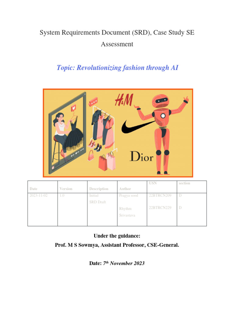 SRD Document On Revolutionizing Fashion Through AI | PDF | Transport ...