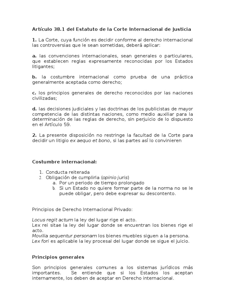 Article 38 Du Statut De La Cij