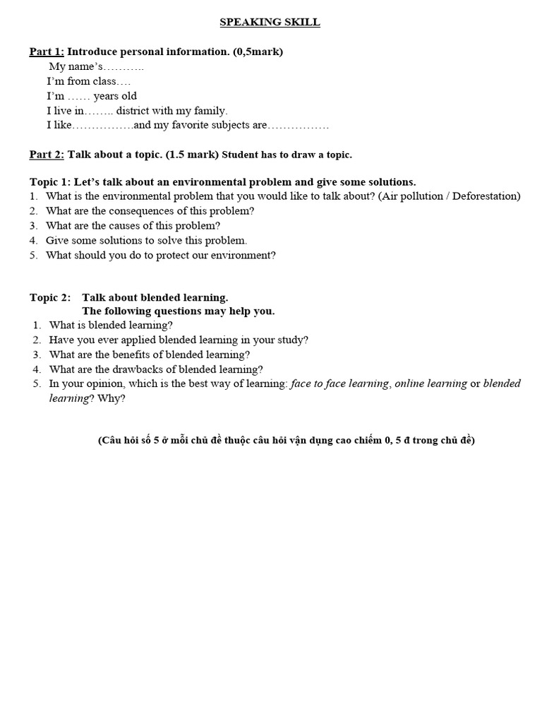 Student Speaking Guide | PDF | Career & Growth | Science & Mathematics