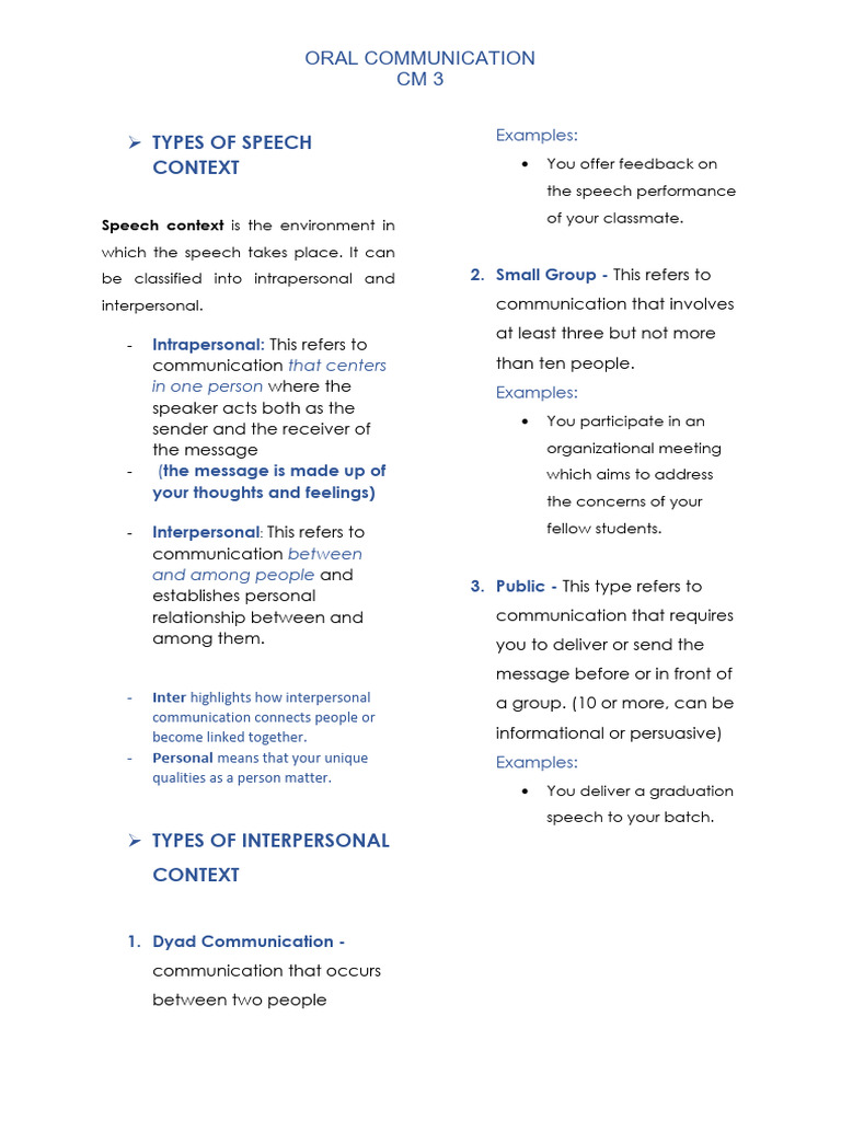 Types of Oral Communication Explained | PDF | Communication | Human ...