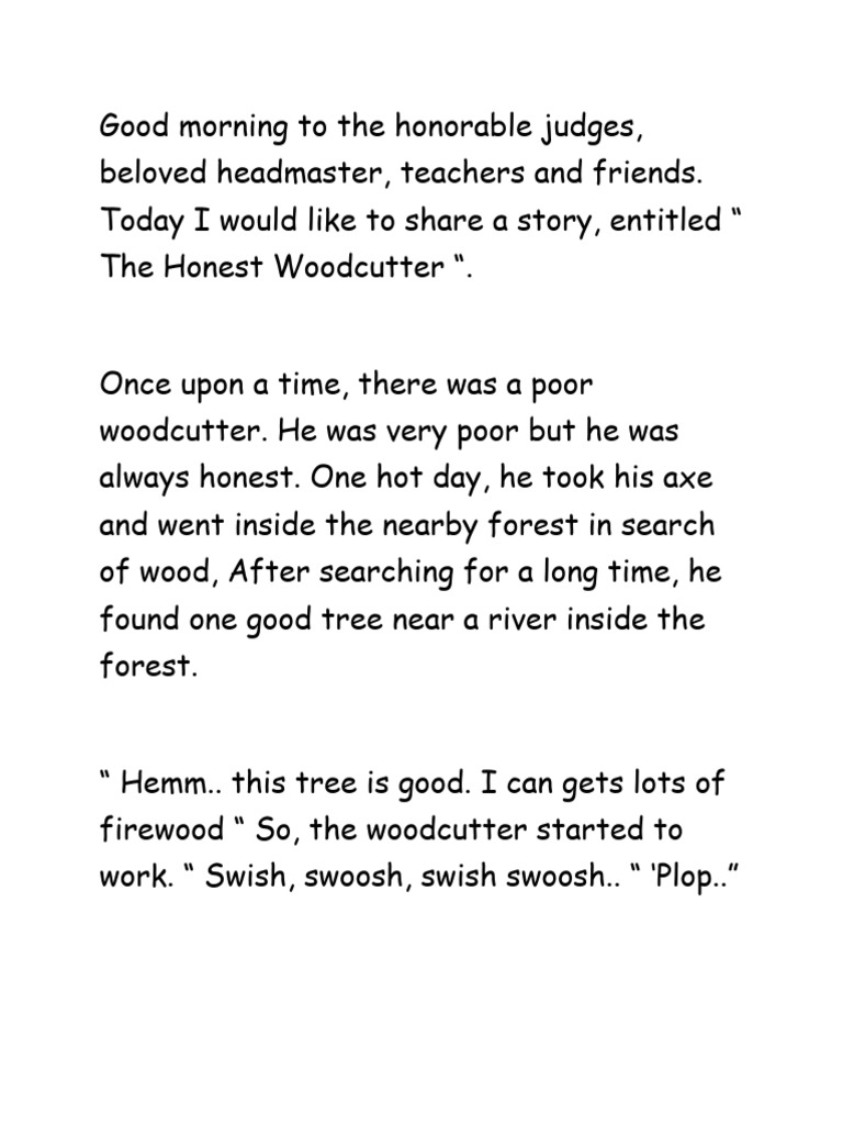 English Story Telling Speech Draft PDF