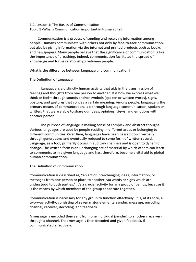 Communication Basics and Importance | PDF | Communication | Public Speaking