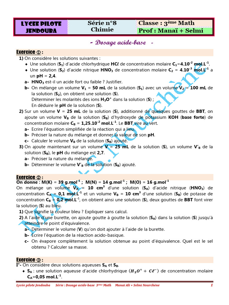 Dosage acide-base en chimie scolaire | PDF | Ph | Hydroxyde de sodium