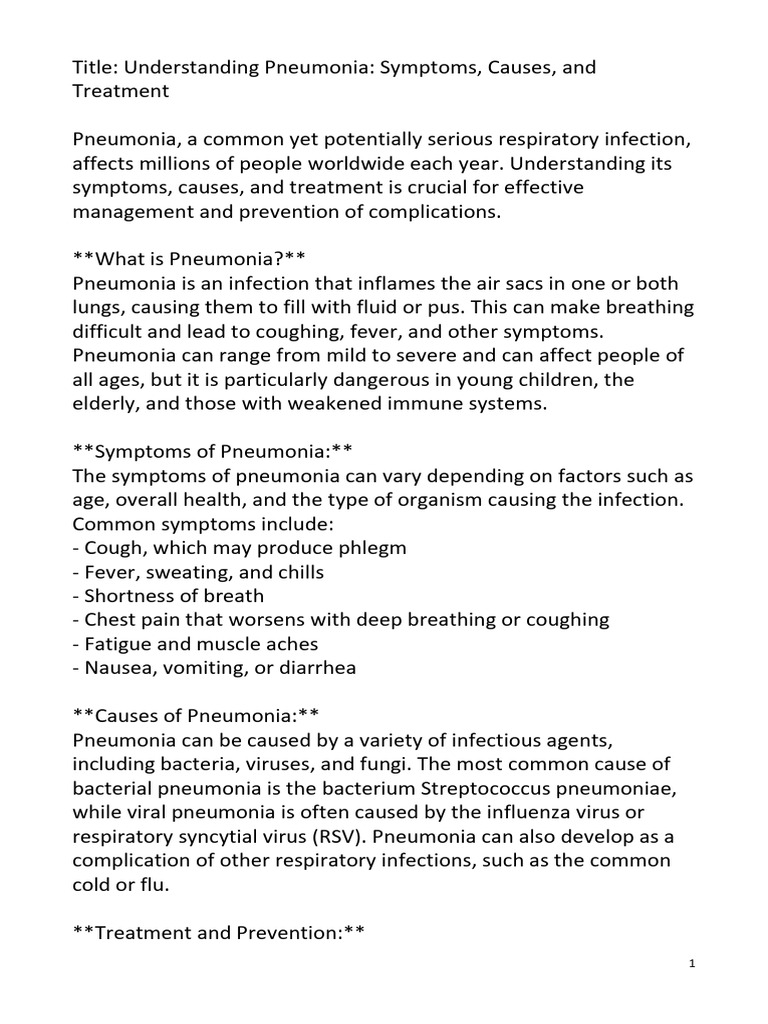 Image Result For Pneumonia Causes Symptoms And Treatments Healthdirect