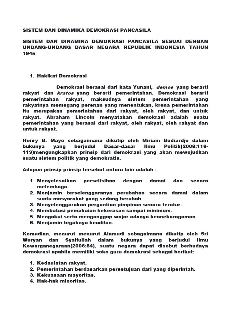 Dinamika Demokrasi Pancasila di Indonesia | PDF | Politik