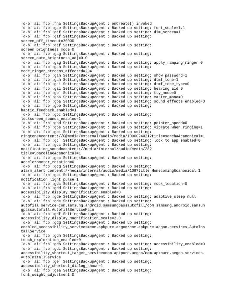 Android Settings Backup Overview | PDF | Java (Programming Language ...