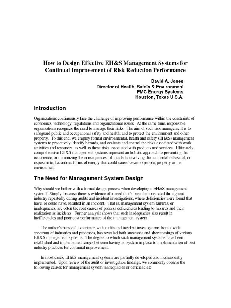 2002 How Design Effective EHS MGMT Sys For Risk Reduction Performance ...