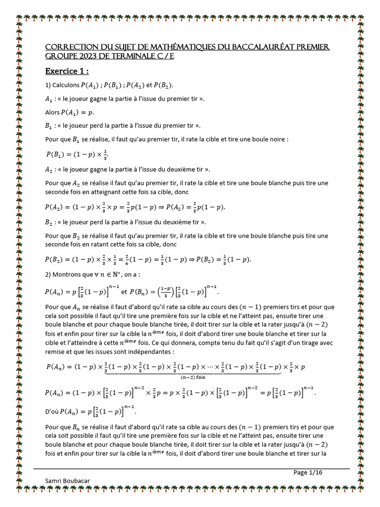 Correction du Bac Math 2023 | PDF | Mathématiques | Concepts mathématiques