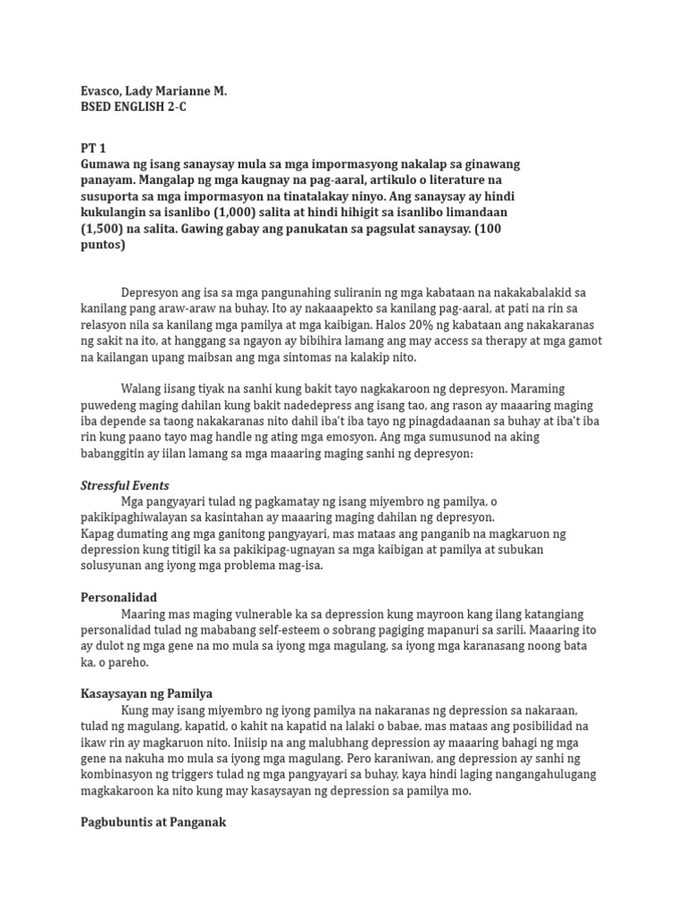 KOMFIL Performance Task | PDF