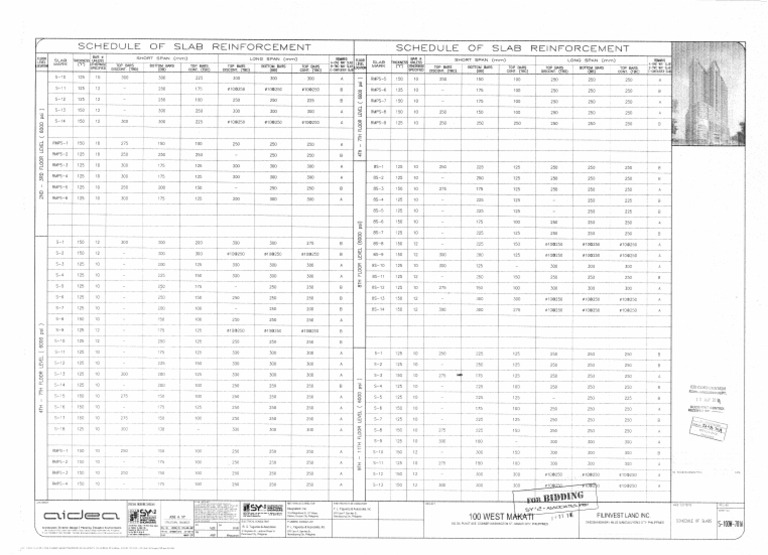 S-100W-701A Schedule of Slabs | PDF