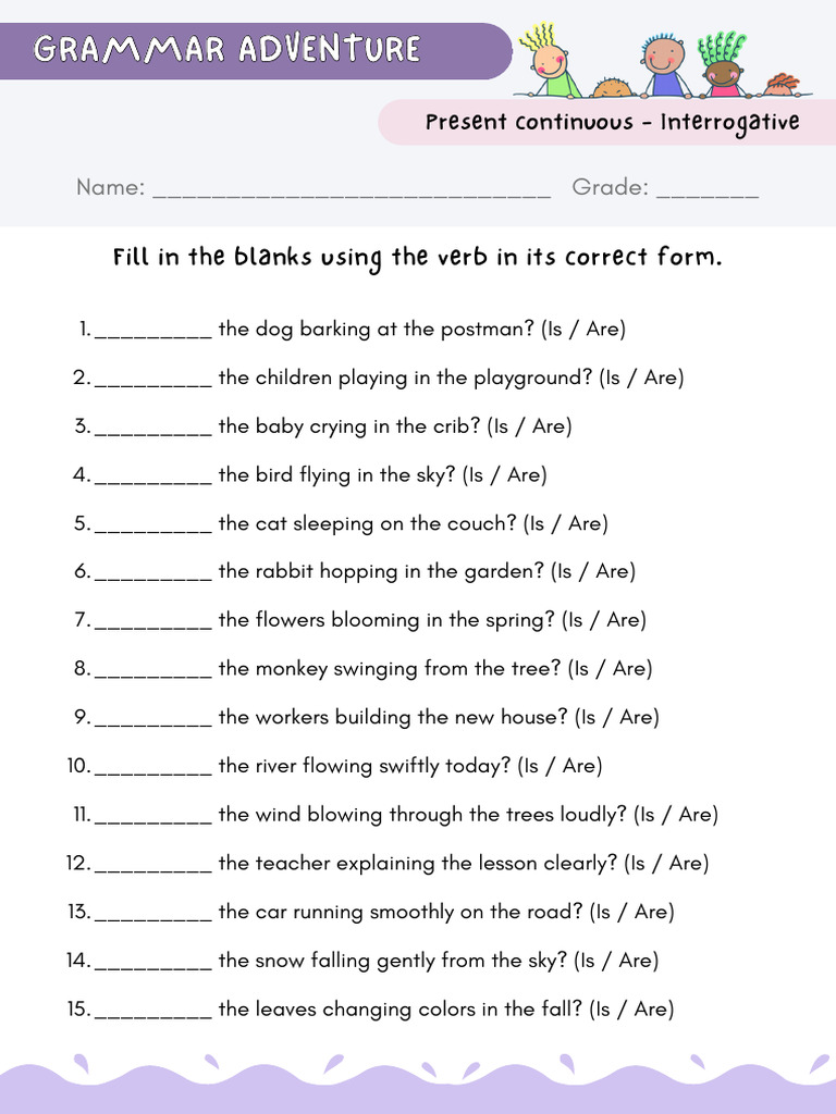 Simple and Easy Grammar Writing Exercises Present Continuous ...