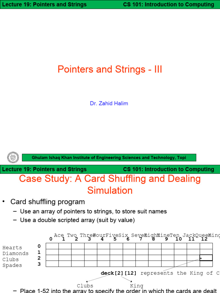 ITC Lect 19 (Pointers and Strings - III) | PDF | String (Computer ...