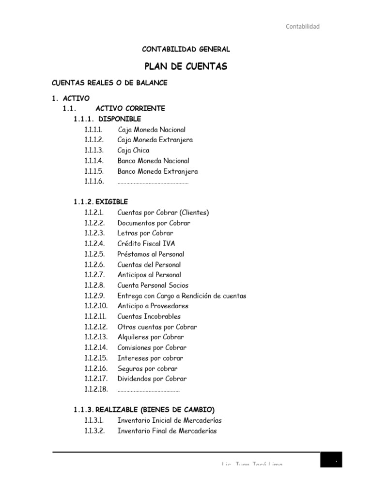 Plan de Cuentas | PDF | Servicios financieros | Dinero