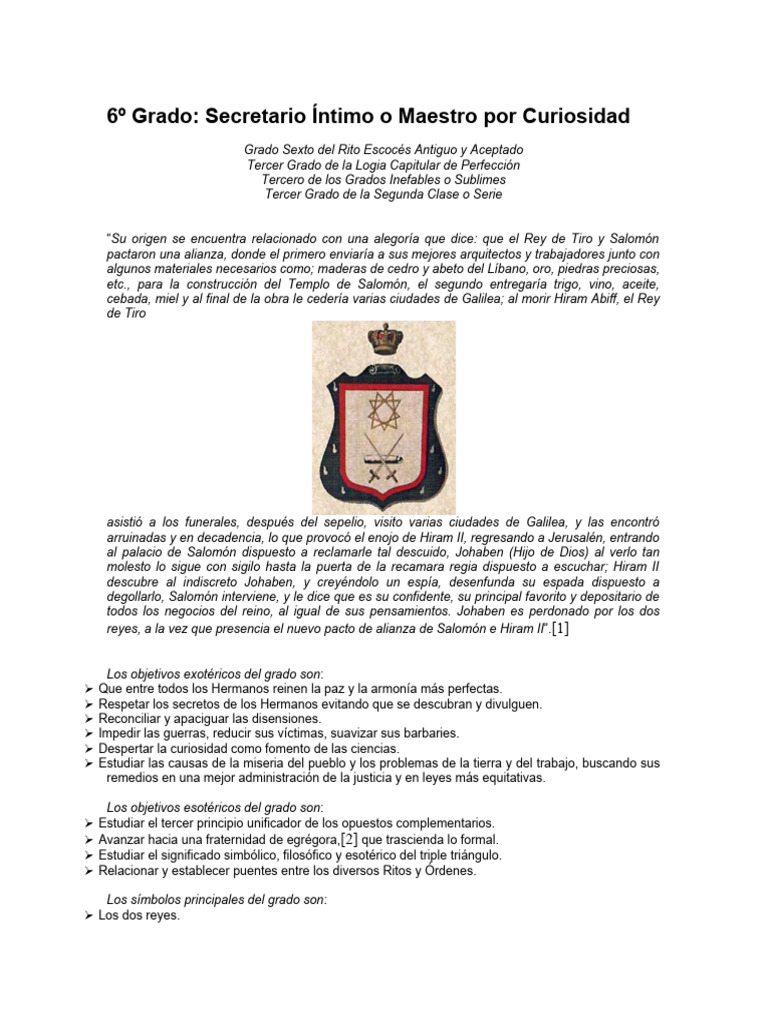 Grado 6º Secretario Intimo | PDF | Solomons | Masonería