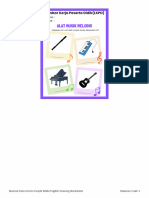 Musical Instruments Purple White English Drawing Worksheet