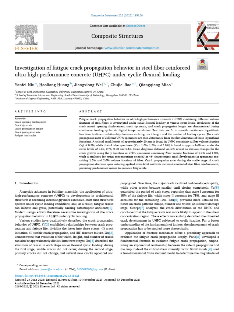 Fatigue Crack Propagation in UHPC | PDF | Fracture | Fatigue (Material)