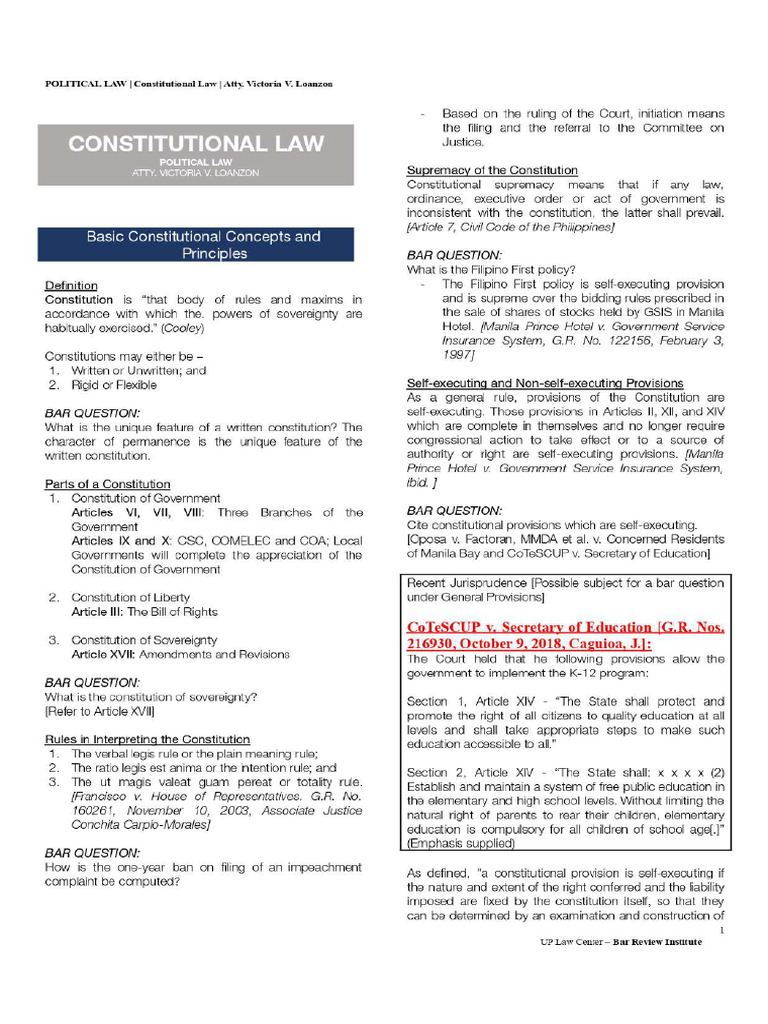 1.1 Constitutional Law I | PDF