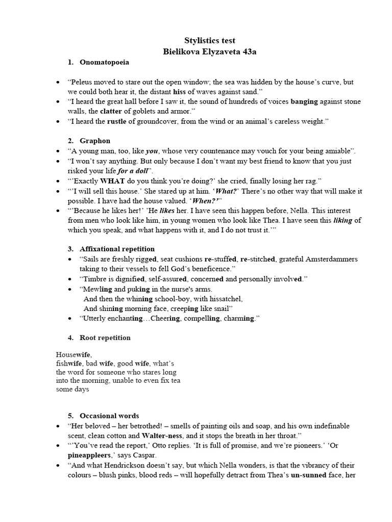 Stylistics Test: Literary Devices Explained | PDF | Mystery, Thriller ...