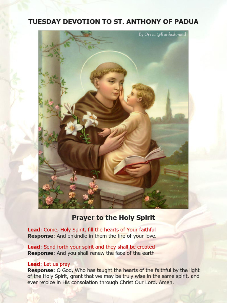 Tuesday Devotion to St. Anthony | PDF | Lord's Prayer | Glory (Religion)