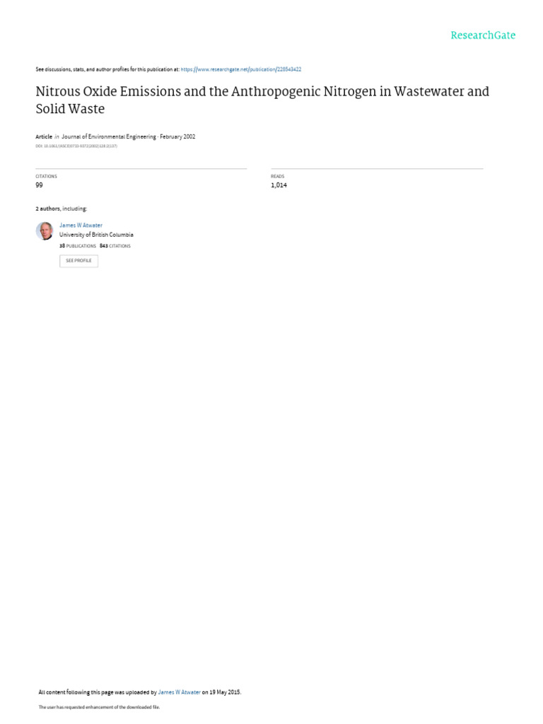 Nitrous Oxide Emissions and The Anthropogenic Nitr | PDF | Nitrous ...