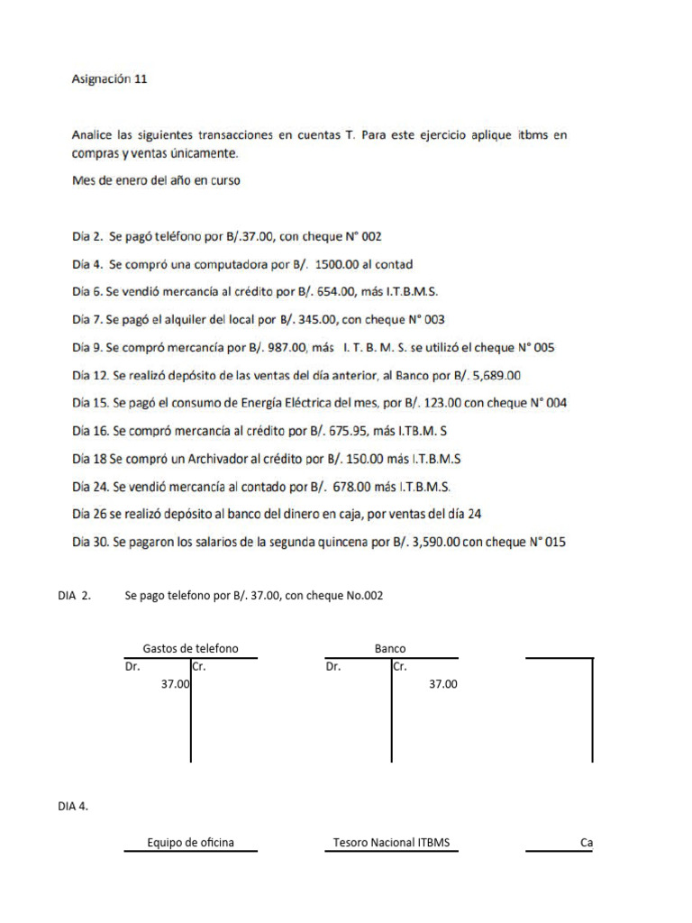 Ejercicios de Cuentas T en Contabilidad | PDF | Finanzas y dinero | Derecho