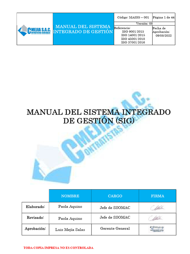 Manual del Sistema Integrado de Gestión | PDF | Análisis FODA | Business