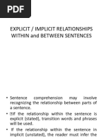 EXPLICIT & IMPLICIT Relations Between Sentences